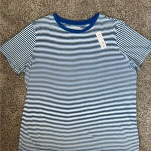 Lands' End Navy and White Striped Tee